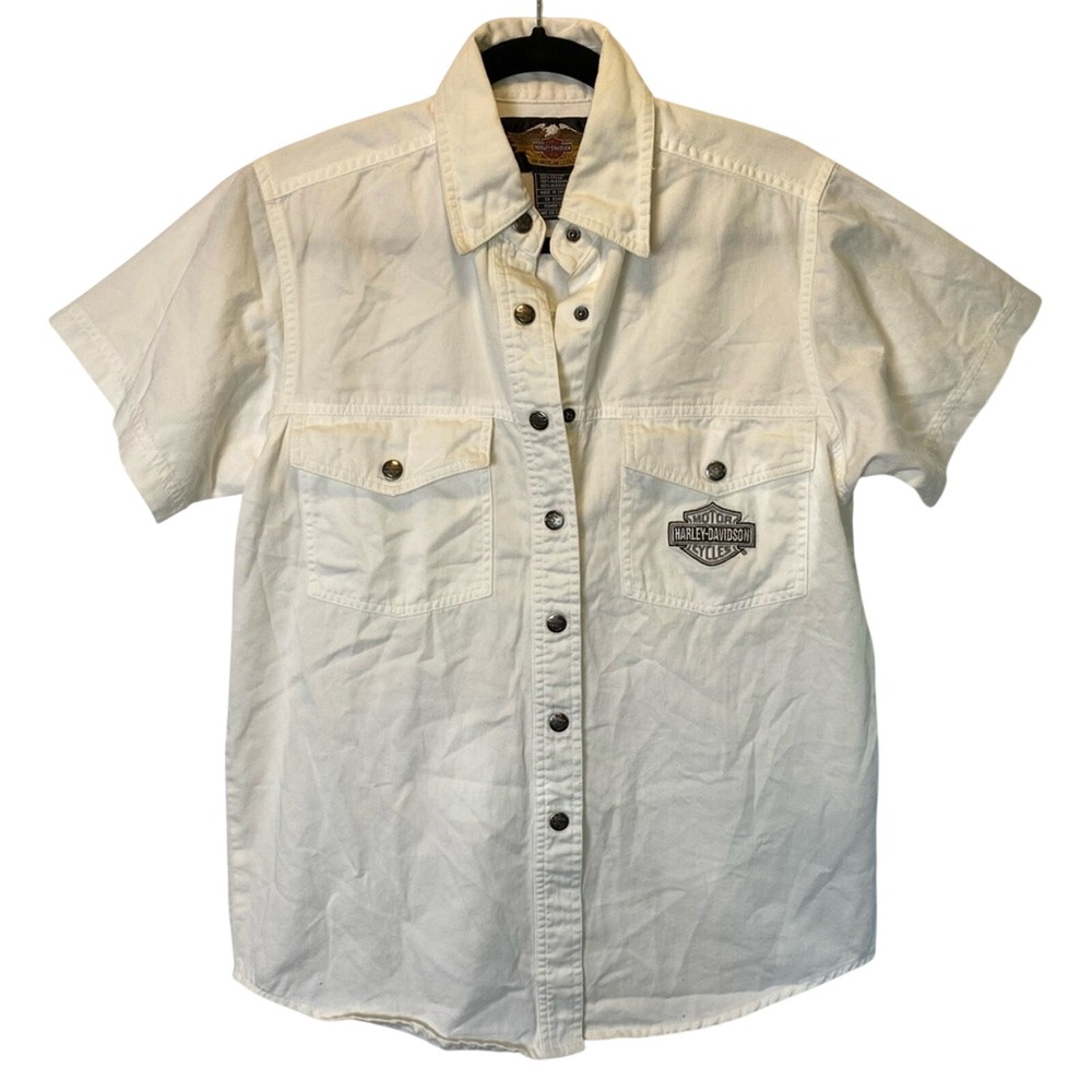 Harley Davidson Women's Snap Down Short Sleeve Shirt Medium An‎ American Legend